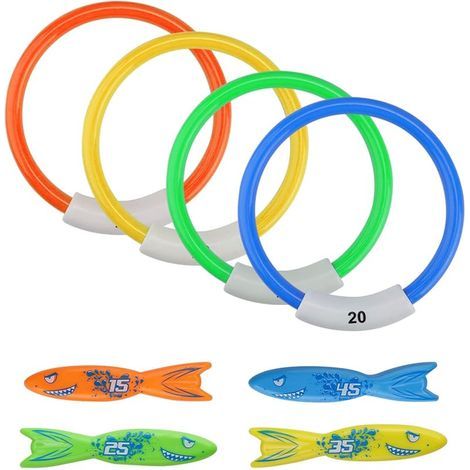 8-teiliges Tauchspielzeug-Set, digitaler Tauchring und Torpedospielzeug, schnell sinkendes Poolspielzeug, für Tauchtraining und Poolpartys (1/5)