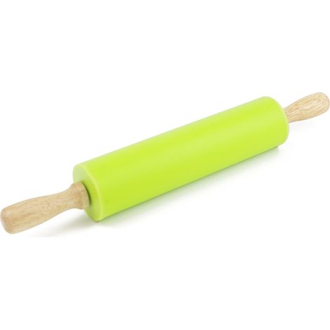 Rouleau à pâtisserie Coque en Silicone antiadhésif Surface Manche en Bois, (1/5)