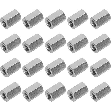 304 Stainless Steel Hexagonal Coupling Nuts, 20 Pieces, Connecting Nut for Bolts, Studs, Screws (1/5)