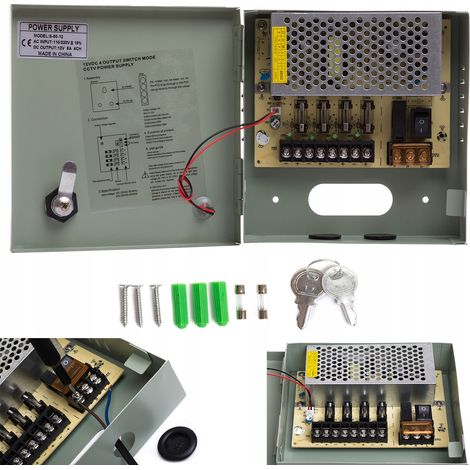 Fuente de alimentación para CCTV de 12 V 5 A MÁX. para 4 cámaras de vigilancia. (1/5)