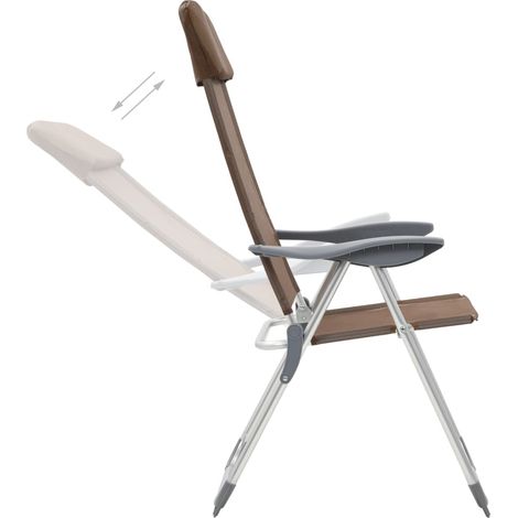 Lot de 2 Chaises de camping pliables - Chaise d'extérieur pour terrasse/jardin Marron Aluminium BV391513 - BonneVie (1/5)