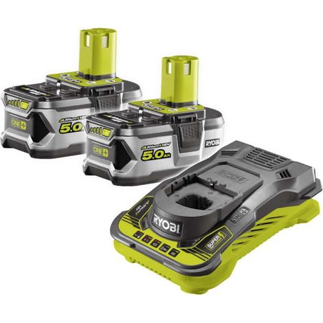 [JAMAIS UTILISÉ] Lot de 2 batteries RYOBI 18V Lithium-ion One+ 5.0 Ah - 1 chargeur rapide - RC18150-250G