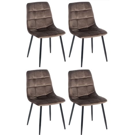 Lot de 4 chaises de salle à manger style moderne et confortable en velours marron et métal noir 100001788 (1/5)