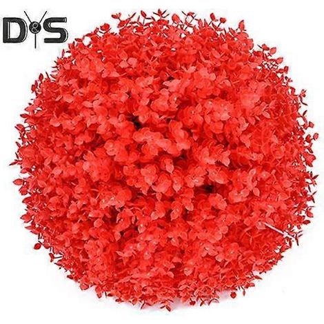 Boules de gazon artificiel, fausses plantes topiaires, boules de plantes artificielles réalistes pour la décoration intérieure et extérieure de mariages, d'anniversaires et de fêtes.20 cm rouge (1/5)