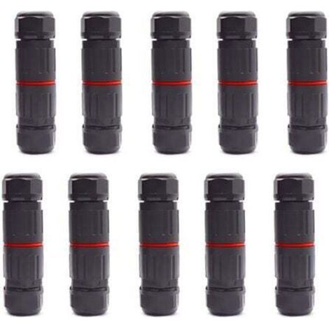 10 PCS IP68 Etanche Connecteur de Câble Electrique, Femelle 3 Broches Connecteurs Etanches Prise de Courant Extérieure Raccord de Connecteur Fil Etanche (1/4)