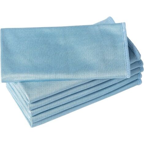 Lot de 6 Chiffons en Microfibre pour Verre, 40x 40 cm, Non Pelucheux pour Nettoyer Rapidement Les fenêtres, Lunettes, Pare-Brise, miroirs et Surfaces en Acier Inoxydable, Bleu (1/4)