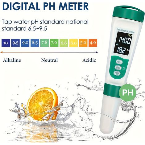 Testeur de qualité de l'eau multifonction 5-en-1 (TDS/EC/pH/Salinité/Température) (1/5)