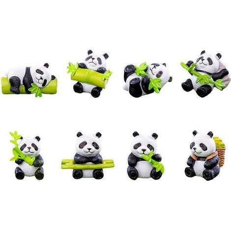 Set mit 8 Miniatur-Pandafiguren zur Gartendekoration. (1/5)