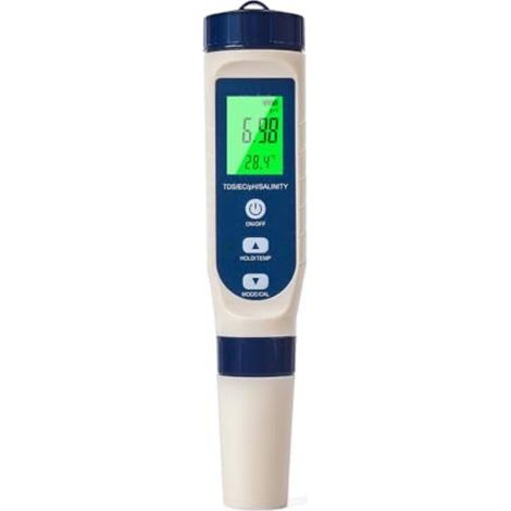 Appareil de mesure numérique multiparamètres, pH/TDS/salinité/température, fonction ATC, écran LCD, pour l'eau potable et les piscines.-AquaForge (1/4)