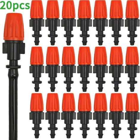 (b-20pcs) 20 buses de 6,35 mm (1/4 pouce) pour arrosage goutte à goutte, brumisateur et atomiseur, avec raccord en T pour tuyau d'arrosage. (1/5)