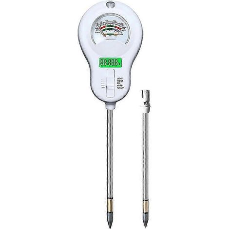 6-in-1 Bodenfeuchtigkeitsmesser (Temperatur/pH-Wert/Luftfeuchtigkeit/Niederschlag/Sonnenlicht/Fruchtbarkeit) – 2er-Pack, abnehmbare Sonde mit LCD-Display – JXLGV (1/5)