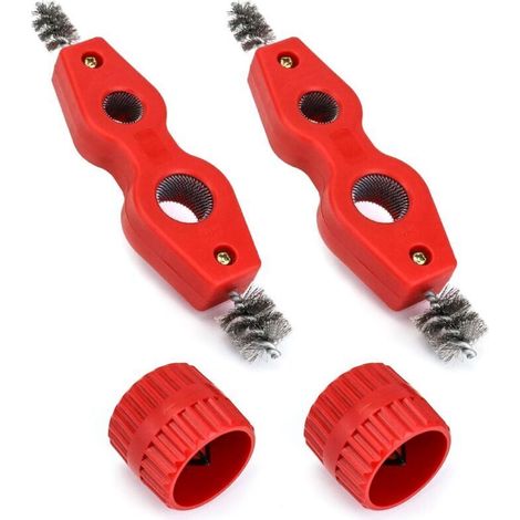Ensemble de Ébavureur pour tubes, composé de 2 déboucheurs de tuyaux en cuivre et de 2 alésoirs, pour tuyaux en cuivre, pvc et acier flexibles