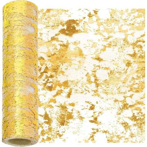 11x354 Pouces Or Paillettes Glitter Table Runner, Glitter Foil Métallique Mince Maille Rouleaux de Décoration, Gold Table Runner, Foil, Centerpieces
