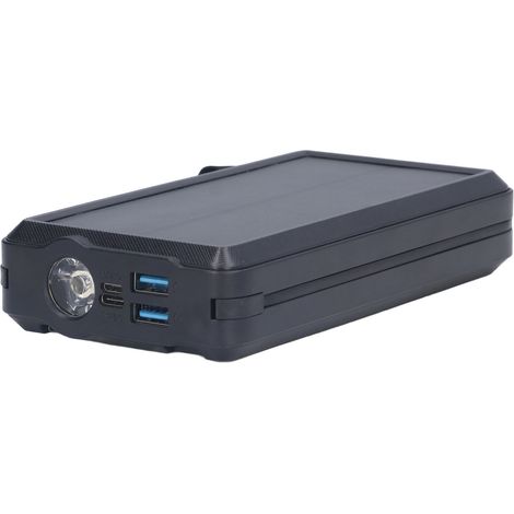 Batterie externe solaire LED 30 000 mAh avec 4 câbles pour l'escalade et l'alpinisme en extérieur (noir) (1/5)