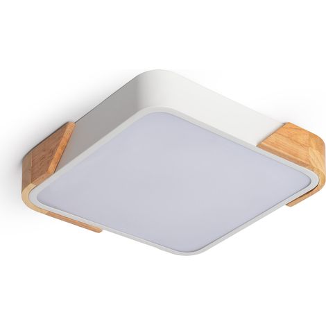 Plafón LED 18W Cuadrado Madera 325x325 mm CCT Seleccionable Semi-Dari Blanco