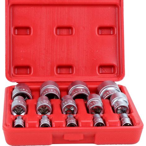 Jeu de 14 douilles femelles Torx type E pour voitures, camions, motos et quads (1/5)
