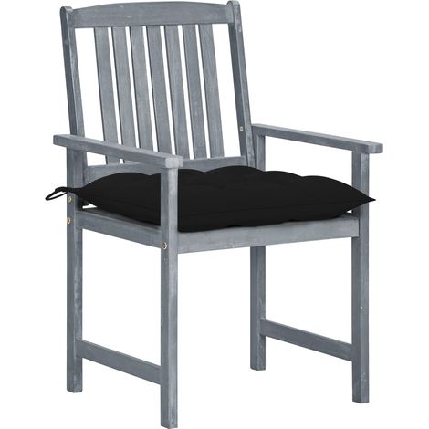 Chaises de jardin et coussins lot de 8 Chaises d'extérieur Bois acacia solide Gris (1/5)