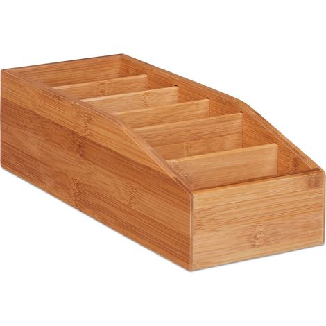 Scatola portaoggetti multifunzionale 10 x 14 x 35 cm per ufficio bagno cucina in bambù naturale 130004672