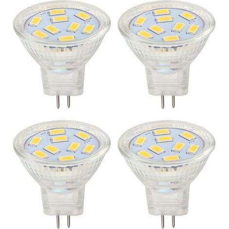 KLVGTIFS PU - Ampoules LED MR11 2W 12V, GU4 Blanc chaud 3000K, équivalent halogène 20W, ampoule LED MR11 G4/GU4.0 (lot de 4) (1/5)