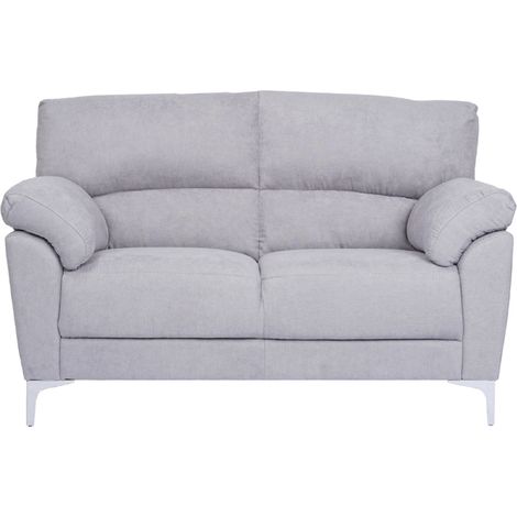 Divano in tessuto a 2 posti 146 cm braccioli imbottito GIADA Grigio Chiaro (1/5)
