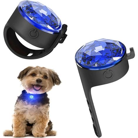2-Paquet Lumiere Chien Rechargeable, 3 Modes Lumiere pour chienavec 100% Étanche Silicone. (Bleu) (1/5)