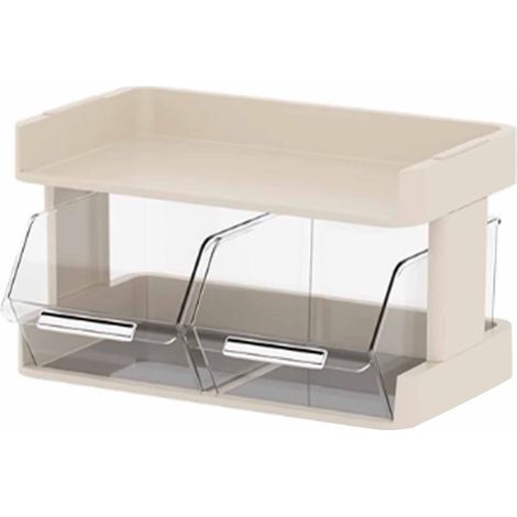 Organizer für Kaffeekapseln und Teebeutel, 2-stöckiger multifunktionaler Schreibtisch-Organizer, Cremeweiß für beengte Platzverhältnisse (30x17x16,5cm) (1/5)