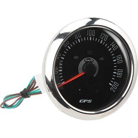 3-in-1 GPS-Tachometer bis 200 mph (ca. 320 km/h), 85 mm, 9–32 V, 7-farbige Hintergrundbeleuchtung, beschlagfrei, universell einsetzbar für Boot, Auto, Wohnmobil, Motorrad, schwarzes Zifferblatt (1/5)