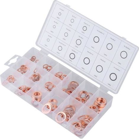 150 x bouchon de vidange d'huile cuivre étanchéité joint torique assortiment garage de voiture huozoppX2560 (1/4)