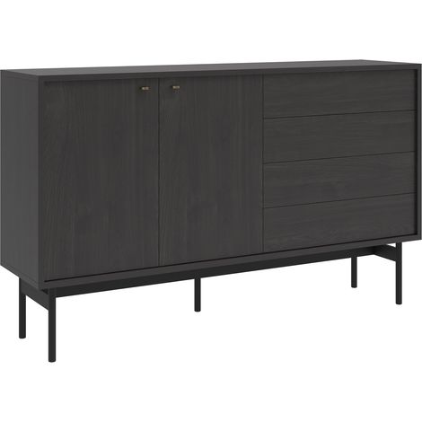 Selsey Olar II - Credenza con 2 ante e 4 cassetti - 154 cm - frassino nero (1/5)