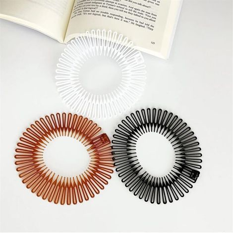 Bandeau Rond Avec Dents - Plastique Souple Extensible - Pour Coiffure Maquillage Bain Natation Voyage - Lot De 6 (1/5)
