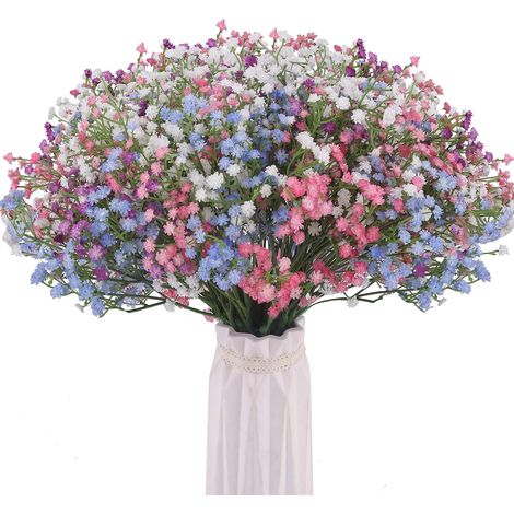 Artificielle Bébé Souffle Fleurs Faux Bouquets De Gypsophile 24 Pcs Faux Real Touch Fleurs Pour La Décoration De Mariage Diy Home Party (4 Couleurs) (1/5)
