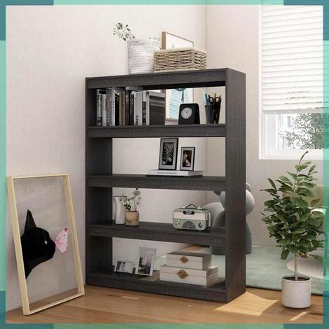 808220 Bibliothèque/Séparateur de pièce Gris 100x30x135,5cm Pin massif (1/5)