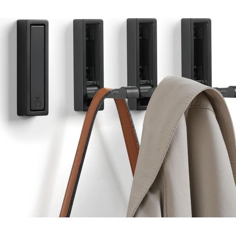 Four foldable and rustproof hooks with screws, made of zinc alloy (black).High quality enhances quality of life. (1/5)