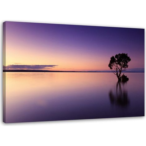 Tableau sur toile Nature Arbre Lac Violet 60x40 (1/5)
