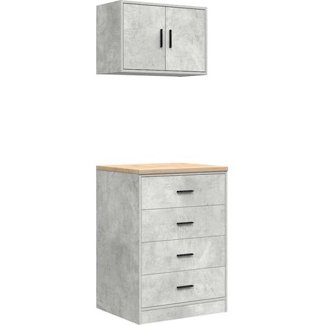 Maison Exclusive - Armadi da Garage 2 pz Grigio Cemento in Legno Multistrato