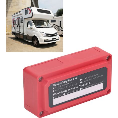 Hochstrom-Sammelschiene M8 48V 300A, ideal für die Kabelbaumorganisation in Automobilen, Schiffen und Yachten (rot) (1/5)