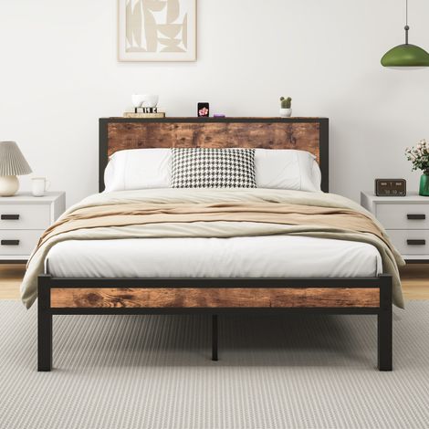 Cama 140x200 con almacenaje y cabecero industrial OKMYHOME (1/5)