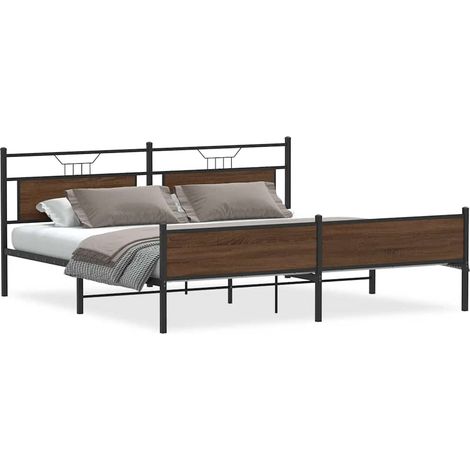 Maison Exclusive - Cadre de lit en métal sans matelas chêne marron 200x200 cm (1/5)