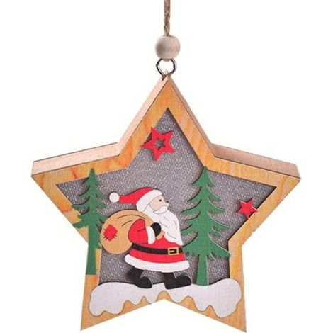 Lampe de Noël en bois représentant le Père Noël - Noël (1/2)