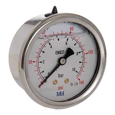 Manomètre Axial Glycérine Mâle 1/4" (8/13) - Ø63 mm - 0 à 400 bar - double échelle bar/psi - Arcanaute (1/2)