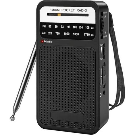 Radio de poche AM/FM, radio transistor avec haut-parleur et prise casque (1/4)