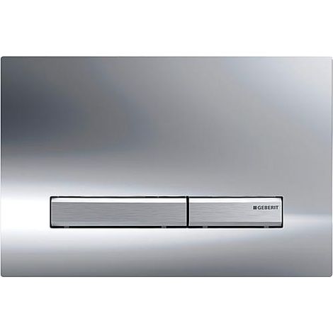 Geberit – Plaque de déclenchement WC Sigma 50 à 2 boutons – Façade chrome brillant – Dimensions 246x164x14mm – Commande manuelle – Rinçage économique