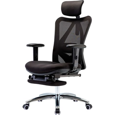 [NEUWERTIG] SIHOO Bürostuhl Schreibtischstuhl, ergonomisch, verstellbare Lordosenstütze, 150kg belastbar mit Fußstütze, schwarz