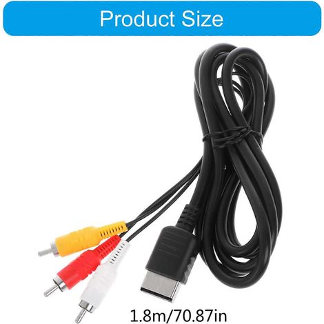 Câble adaptateur TV audio/vidéo composite AV de 1,8 mètre, compatible avec le câble RCA Sega Dreamcast, accessoire de câble TV audio/vidéo DC, noir.