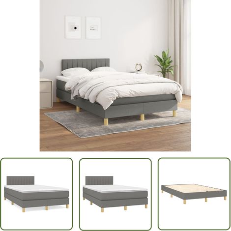 The Living Store Boxspringbett mit Matratze Dunkelgrau 120x200 cm Stoff - Boxspringbett - Doppelbett - Betten - Schlafräume - Möbel (1/5)
