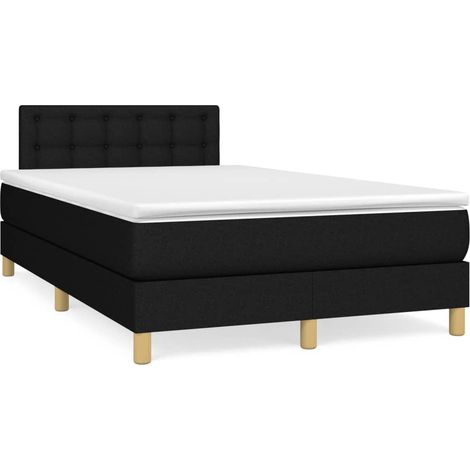 Sommier à lattes de lit matelas et LED noir 120x190 tissu (1/5)