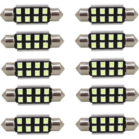 Festoon Ampoules LED 31 mm 2835 SMD Très Lumineuses Blanc Bleu Glacier Remplacement pour Lumière LED de Voiture Plafonnier Liseuse de Carte Feux de Plaque d'Immatriculation Lot de 10 (1/5)
