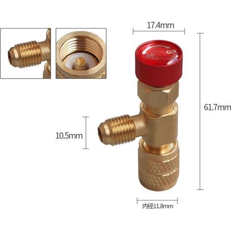 Lot de 2 Soupape de Sécurité Liquide Adaptateur, Soupape de Sécurité R410 R22, Vanne de Régulation de Réfrigérant, Vanne de Refroidissement Climatisation, for Air Conditioning Flow Valves (1/4)