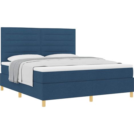 Maison Exclusive - Lit à ressorts avec matelas Bleu 180 x 200 cm tissu (1/5)