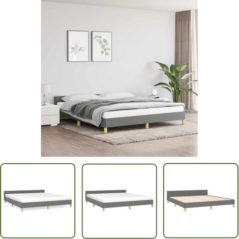 The Living Store Cadre de lit sans matelas gris foncé 180x200 cm tissu - Cadre De Lit - Lit Double - Literie - Meuble Chambre - Design Moderne (1/5)